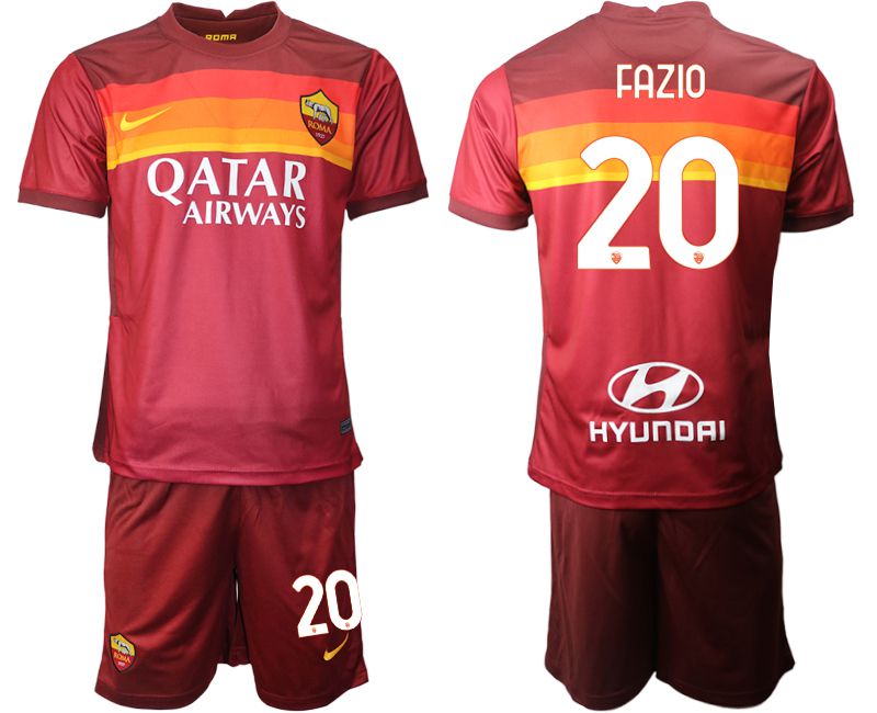 Men 2020-2021 club AS Roma home #20 red Soccer Jerseys